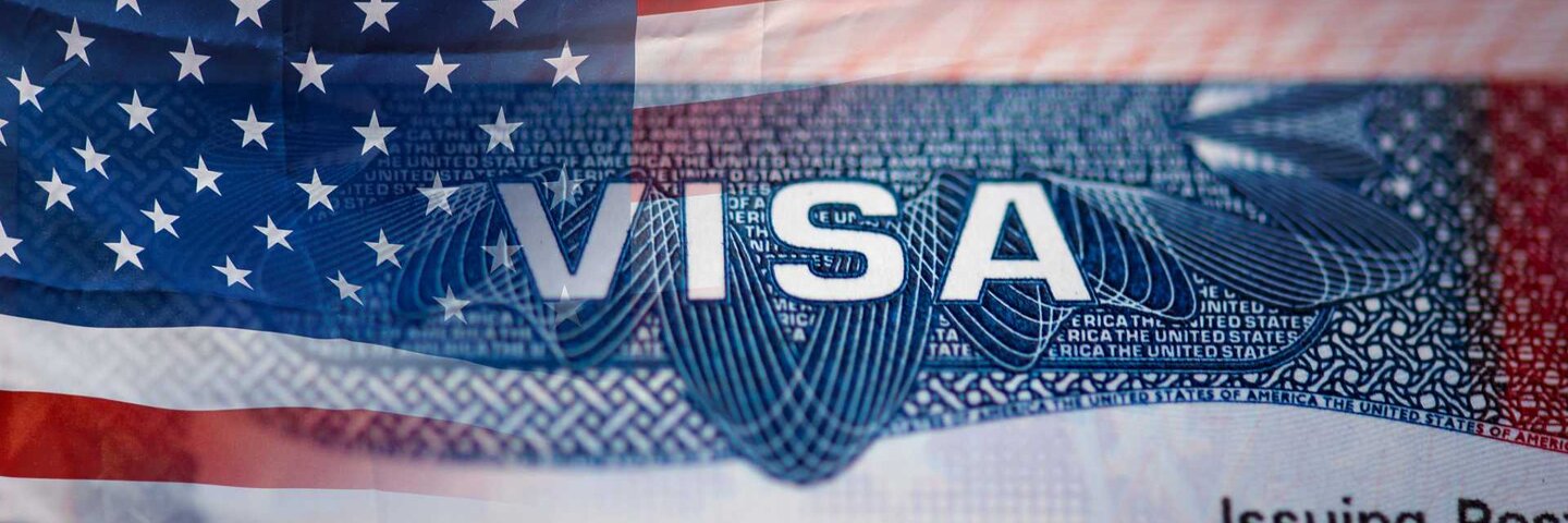 Close-up detail of American VISA