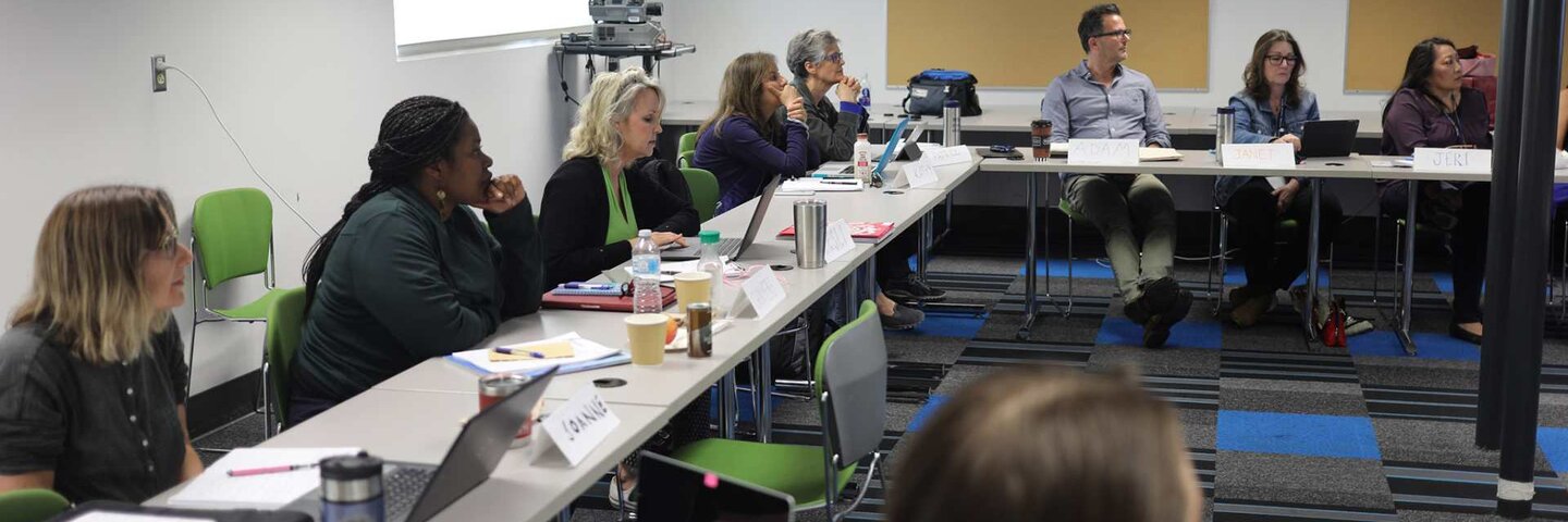 Writing students in a classroom