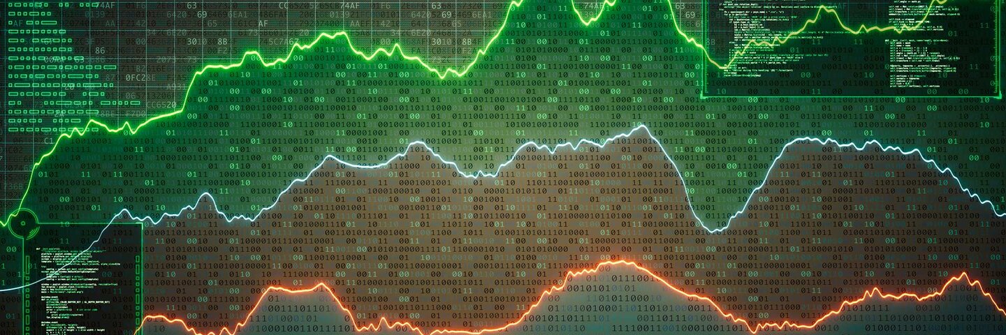 Encrypted spreadsheet with graph lines and info graphic