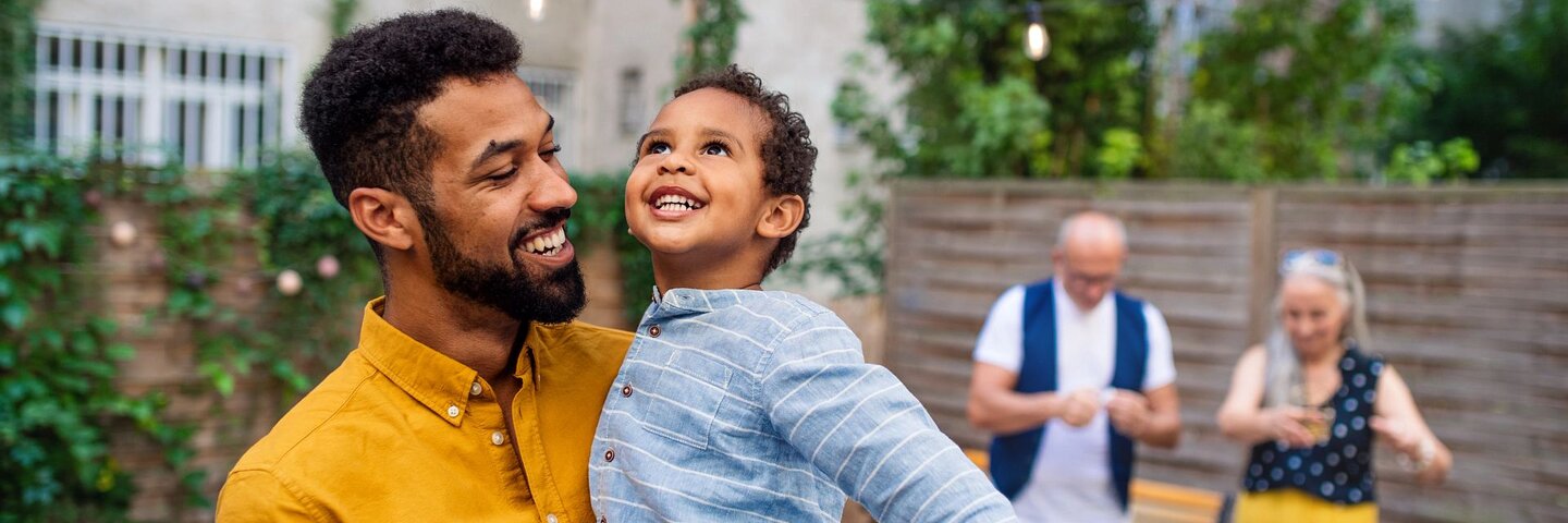 Happy family outdoor meal