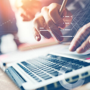 man working on laptop