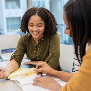 Woman counseling student