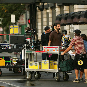 setting up a location for filming